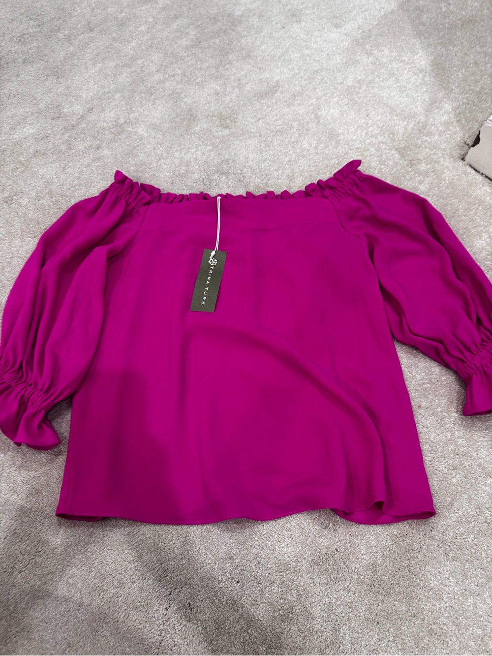 Trina Turk Fuchsia Off-Shoulder Blouse, NWT, size M